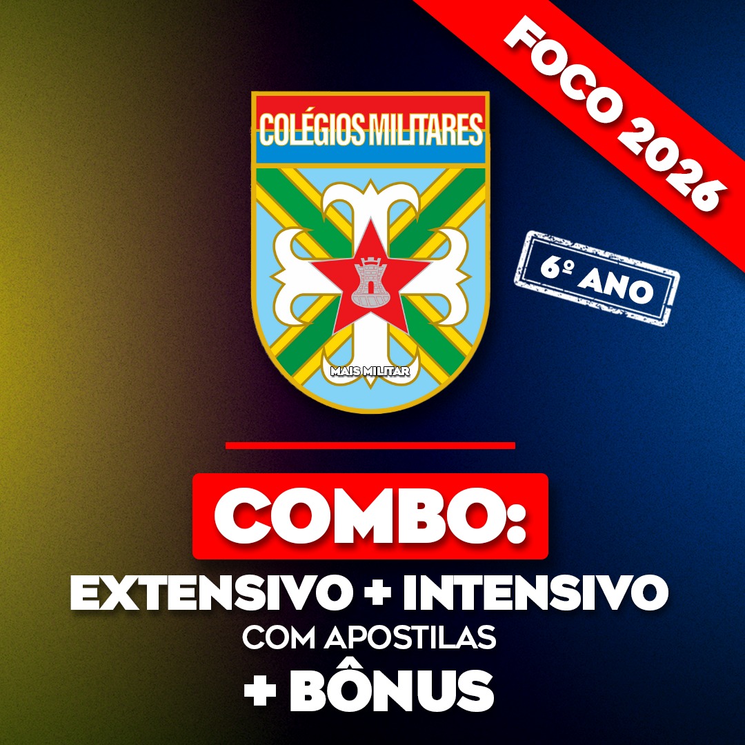 Combo Total Colégios Militares do Exército: Curso com 4 Apostilas Impressas + Todos os Produtos para o 6º ano